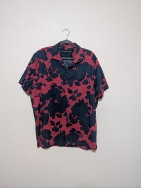 Abercrombie & Fitch Red Dark Blue Floral Short-Sleeve Button-Down Shirt XX L